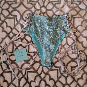 Lace-up Metallic High-cur Rave Shorts RaveScoutr